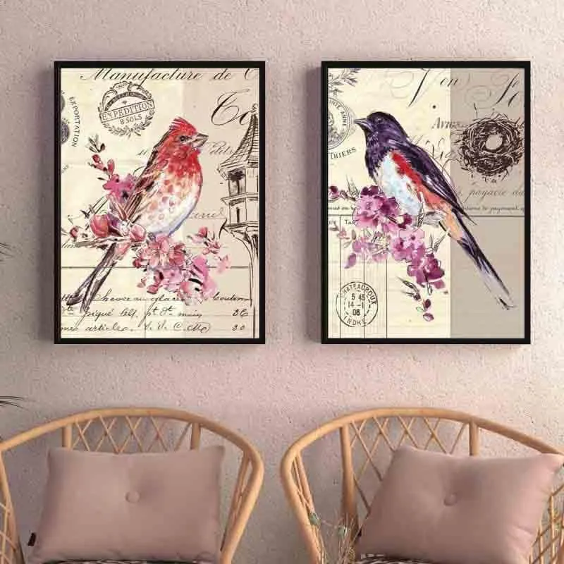 Splattered Blue Birds Canvas Wall Art - Set Of Two media 1