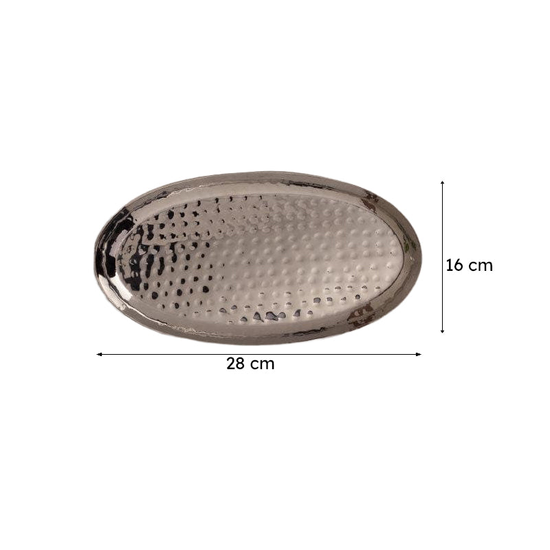 Vintage Charm Hammered Oval Stainless Steel Platter - 10.2 Inches media 7
