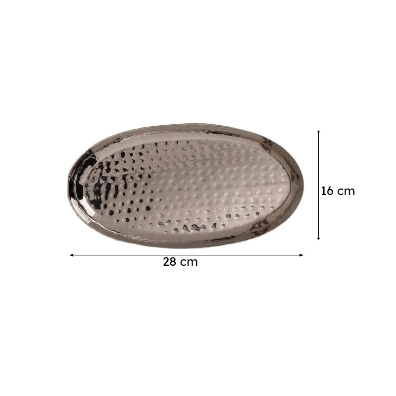 Vintage Charm Hammered Oval Stainless Steel Platter - 10.2 Inches media 7