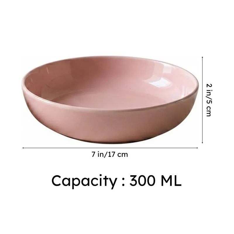 Ceramic Salad Bowls (Pink,300 mL Each) - Set Of Two media 9