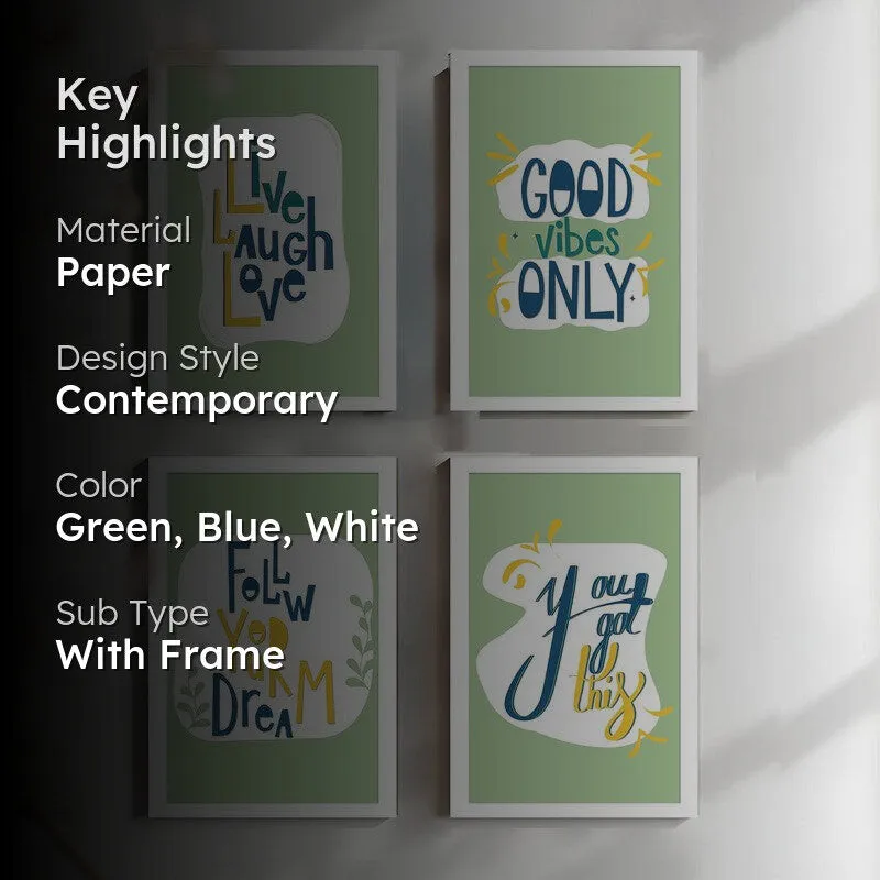 Inspiration Quote Paper Wall Painting With Frame - Set Of Four media 2