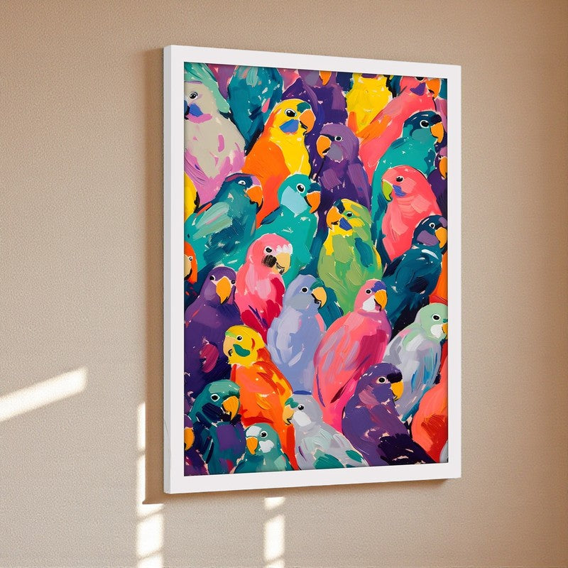 Tango Of Colours Canvas Wall Art With Frame - White