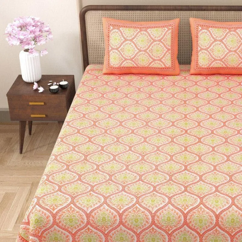 Lavelle Cotton Bedsheet (Peach) - 144 TC media 4