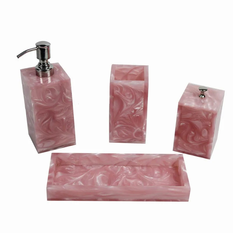 Svela Resin Bathroom Set (Pink) - Four Piece Set media 4