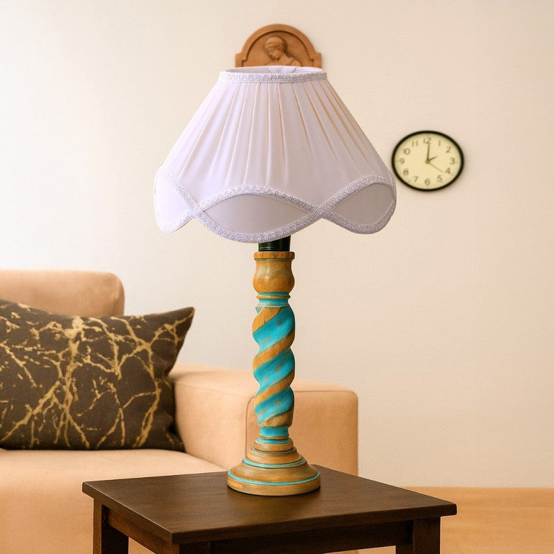 Elara Myra Wooden Table Lamp - OffWhite media 4