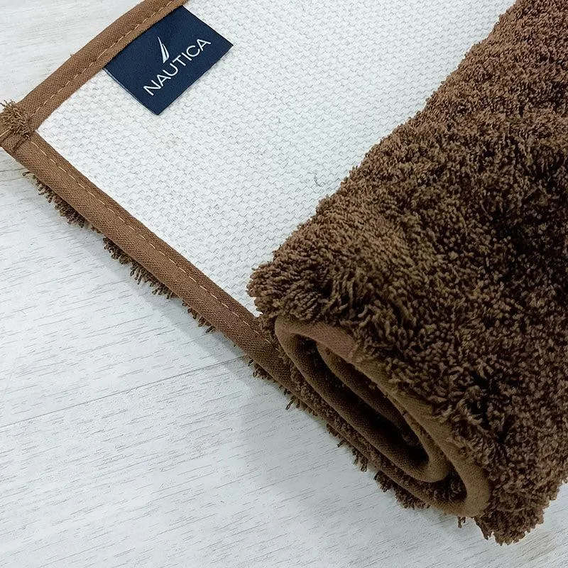 Nautica Cashmere Step Solid Anti-Skid Bath Mat (Brown & Tan) - Set Of Two media 5