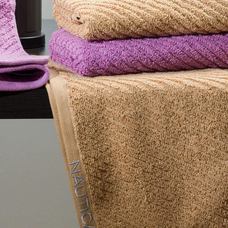 Nautica Riviera Soft Cotton Hand Towel (Light Tan & Lilac) - Set Of Four media 3