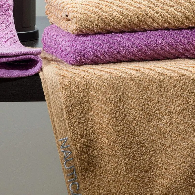 Nautica Riviera Soft Cotton Hand Towel (Light Tan & Lilac) - Set Of Four media 3