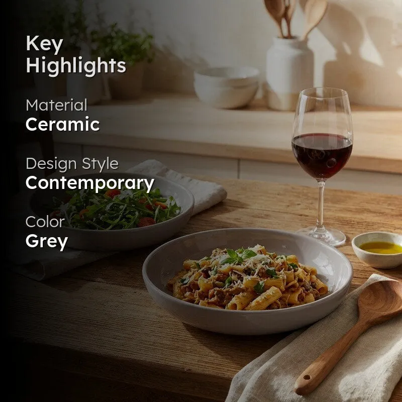 Ceramic Salad Bowls (Grey,300 mL Each) - Set Of Two media 2