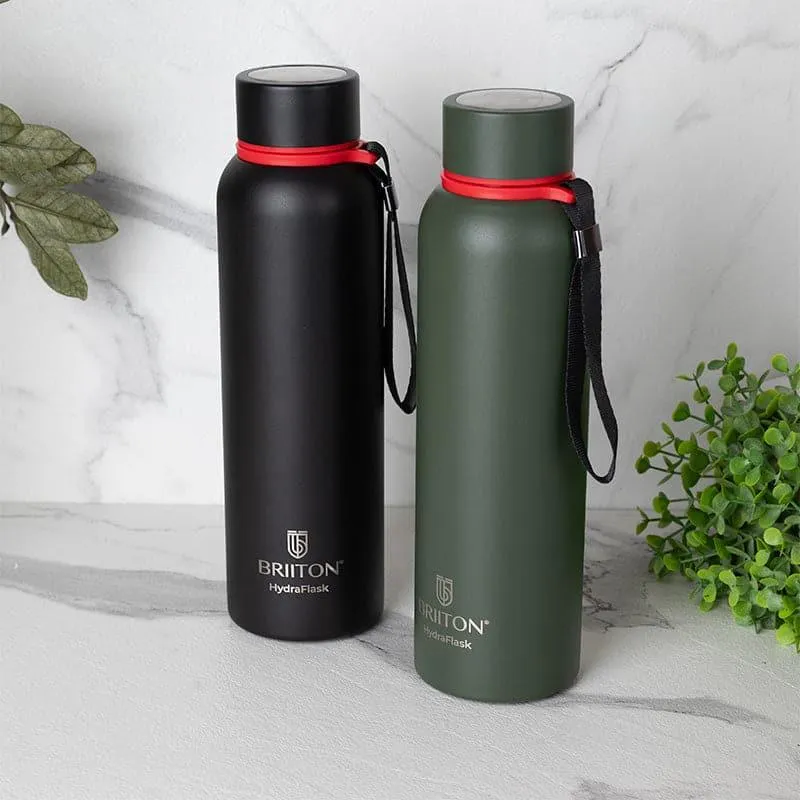 Aqueous Hot & Cold Thermos Water Bottle (Green & Black, 750 mL Each) - Set Of Two media 1
