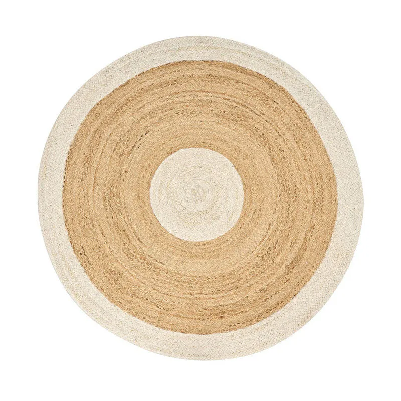 Spiral Craft III Braided Jute Area Rug - White, Beige media 1