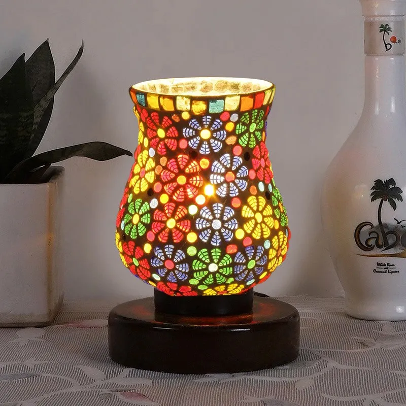 Startrek Mosaic Glass Table Lamp With Wooden Base - Multicolor media 3