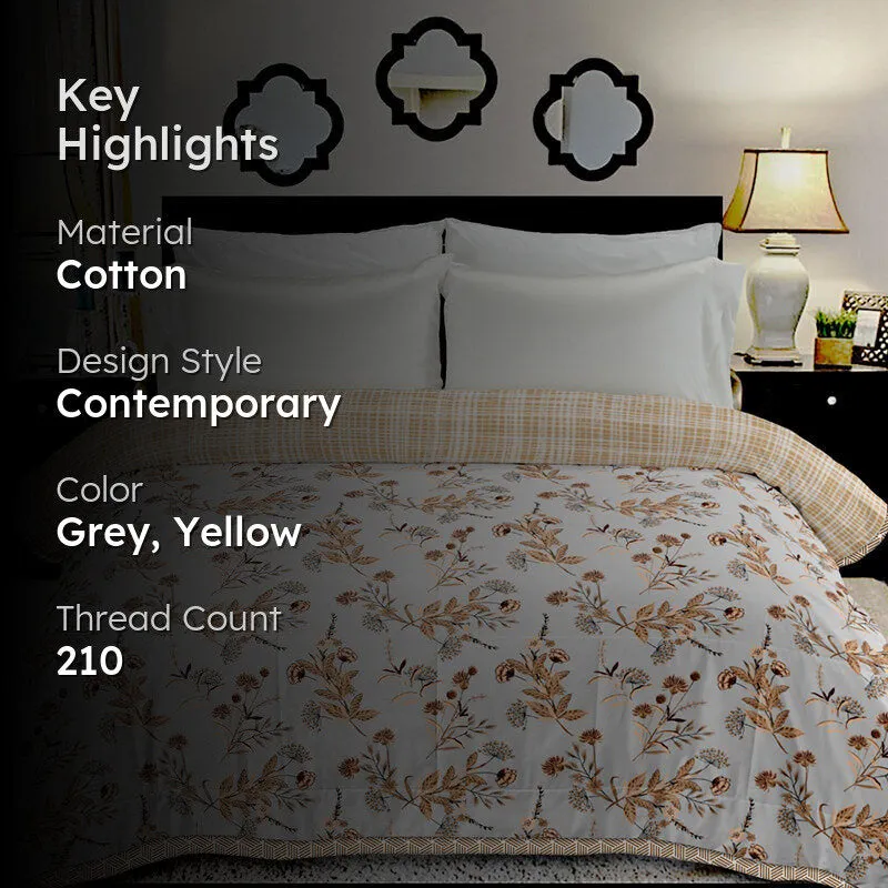 Phiranga Floral Cotton Dohar (Yellow) - 210 TC media 2