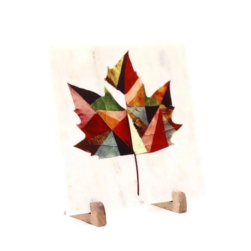 Abstract Maple Leaf Printed Marble Showpiece media 3