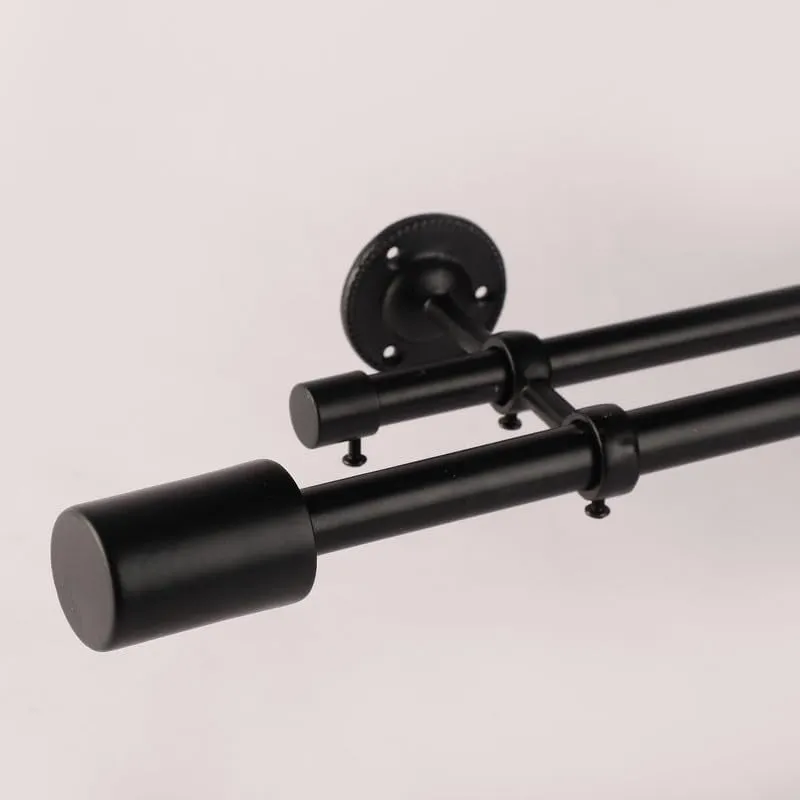 Sleekera Duo Extendable 1" Double Curtain Rods With Abstract Finial & Brackets (Black) media 3