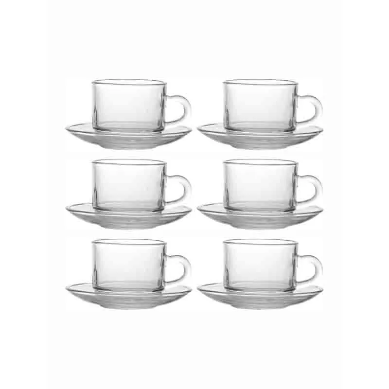 Revvy Glass Cup and saucer (180 mL Each) - Set of Six media 4