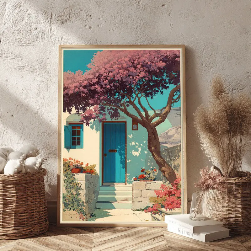 Pastel Sky Canvas Wall Painting - Brown Frame media 3