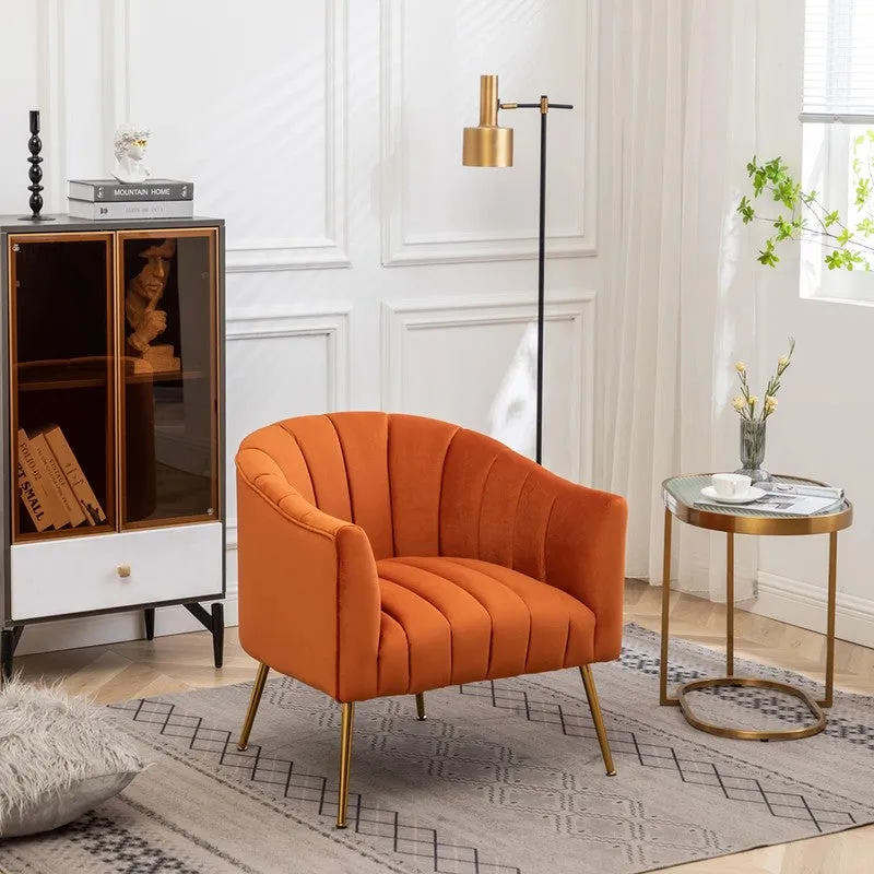 Plaino Neem Wood Accent Chair - Orange media 4