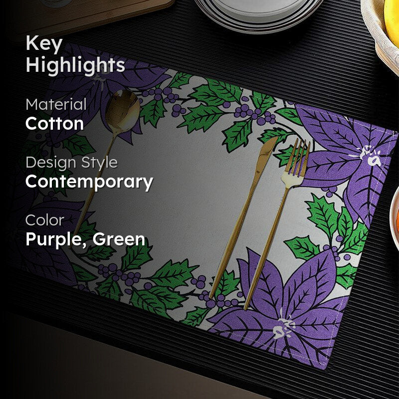 Acora Floral Placemat (Purple) - Set of Six image 2