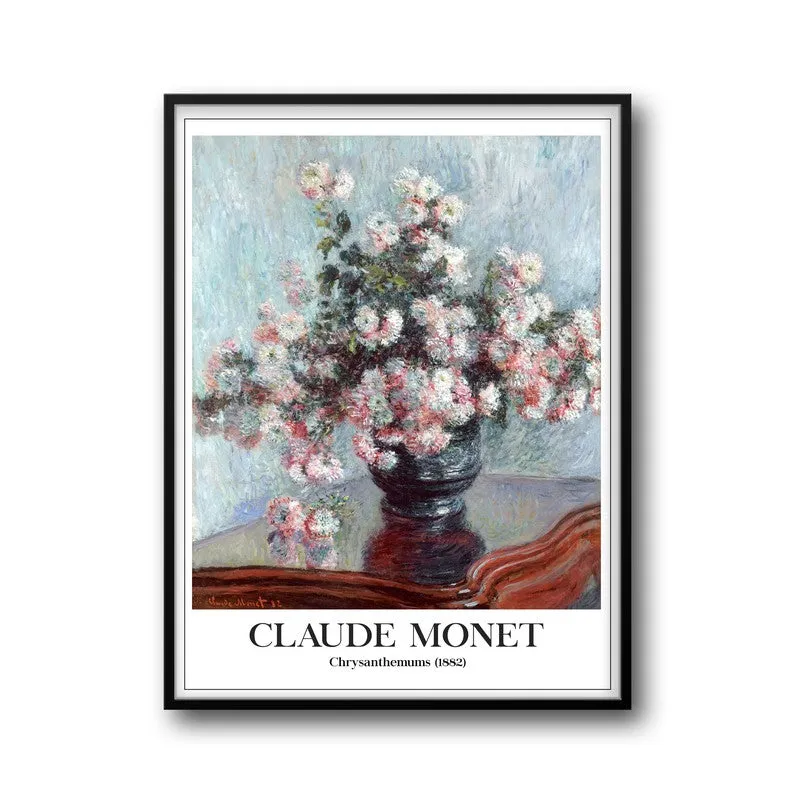 Chrysanthemums Archival Canvas Wal Painting With Black Frame media 5