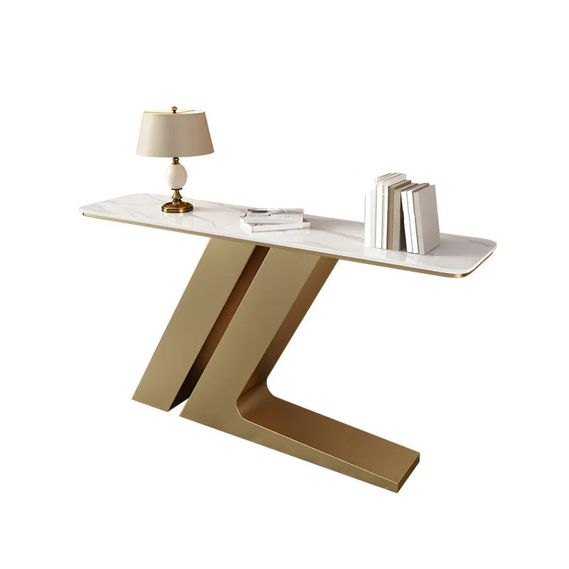 Elegant Metal Console Table with Marble Top (Gold) - Large media 6