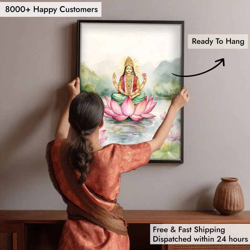 Vishnupriya Spiritual Archival Paper Wall Painting With Frame - Black media 6