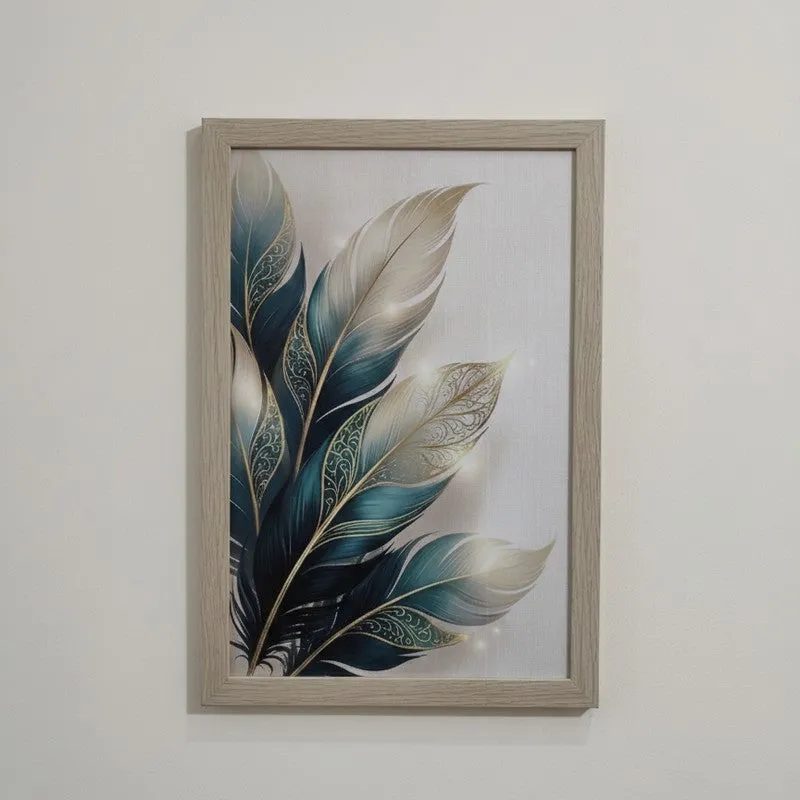Chic Neutral Feather Wall Painting With Frame - Set Of Three media 5