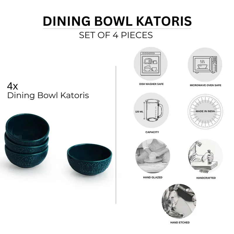 Teal Twinkle Hand Glazed Serving Bowl (120 ML) - Set Of Four media 6