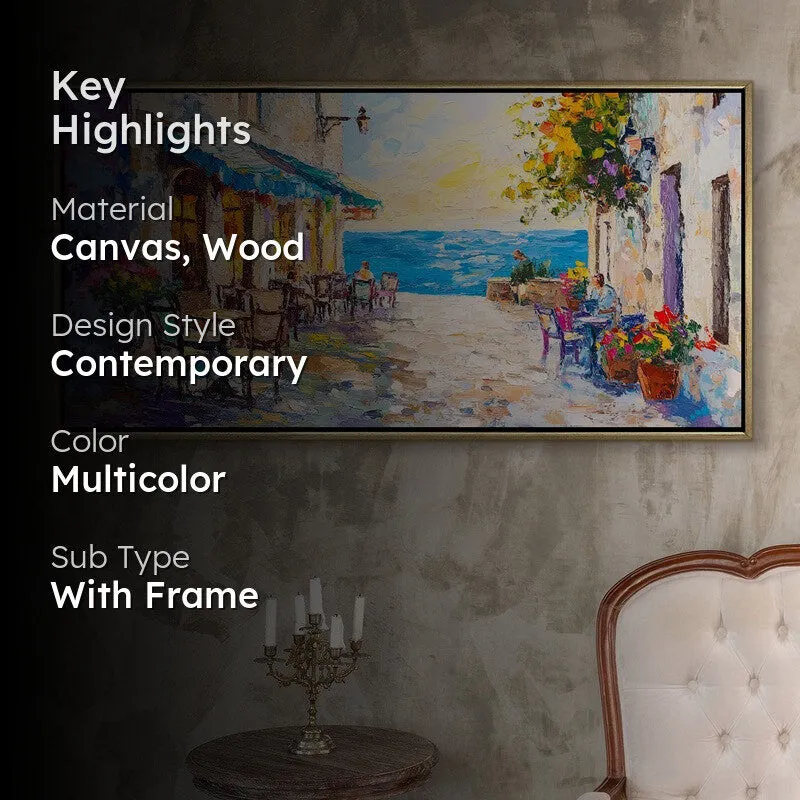 Coastline Cafe Canvas Wall Painting With Frame media 2
