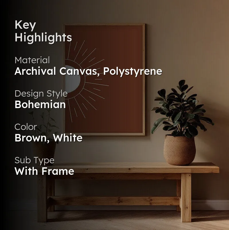 Primal Glow Canvas Wall Painting With Brown Frame media 2