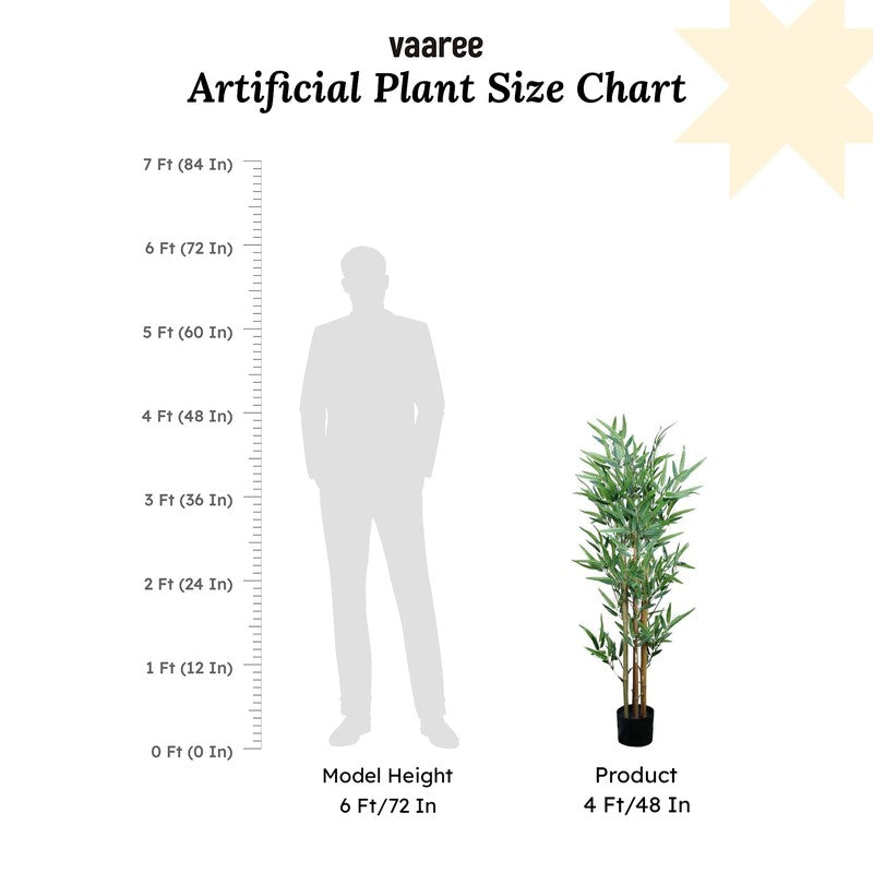 Artificial Bamboo Plant With Black Fiber Pot - 3.9 Feet media 7