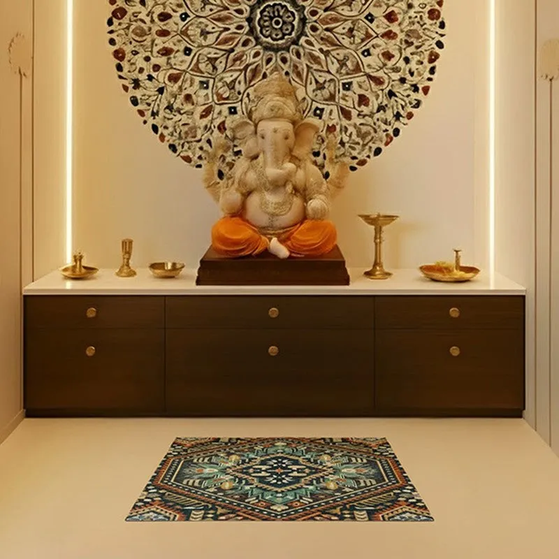 Iman Grace Prayer Mat (Blue,Brown) - 550 GSM media 5