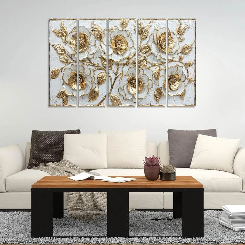 Venla Flora Wall Painting - Set Of Five media 1