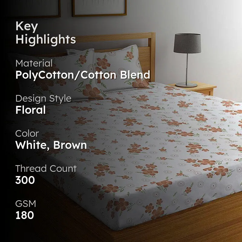 Peach Everly Bedsheet - 180 GSM media 2