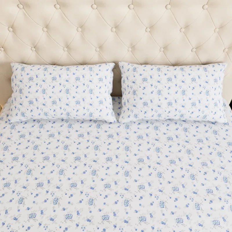 Breeze Floral Cotton Bedsheet (Blue) - 180 TC media 5