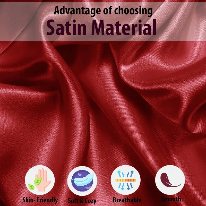 Close-up of smooth, shiny red satin fabric