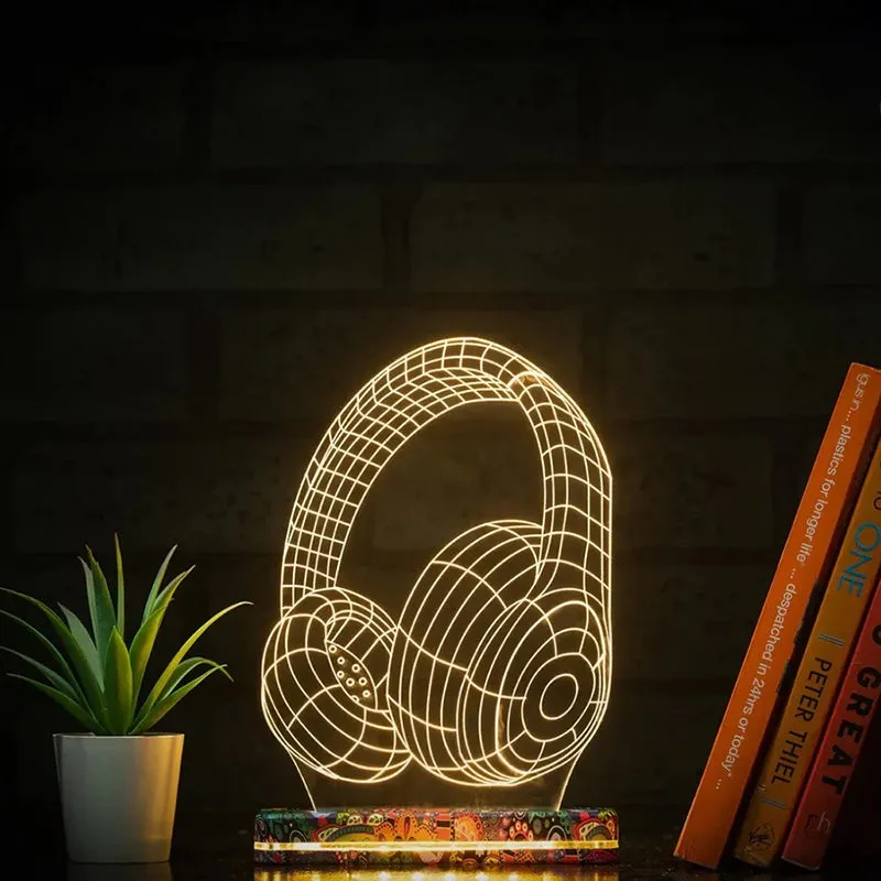 Melomanic Illusion Headphone Acrylic Table Lamp - Multicolor media 1