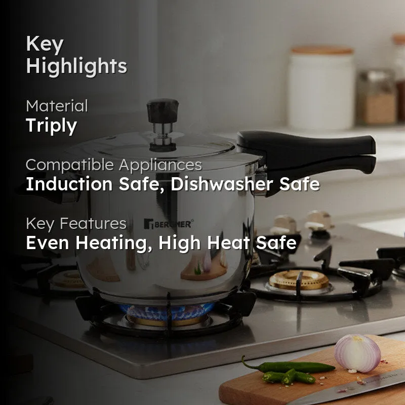 Bergner Induction Safe Pressure Cooker - 6500 ml/22 Inches media 2