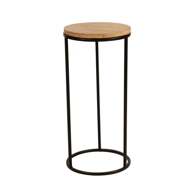Wooden Top Base Aluminum Side Table - Large media 4