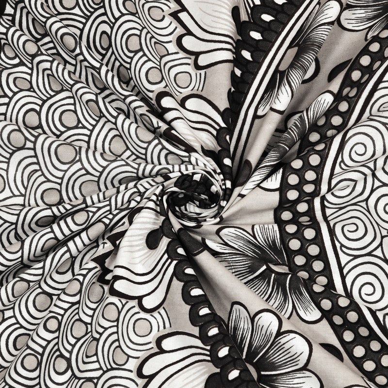 Mayura Ethnic Cotton Bedsheet (White,Black) - 180 TC media 6