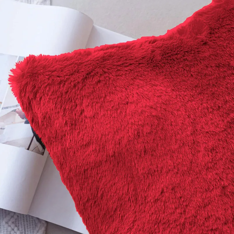 Fur Dual Cushion Cover Set (Red) - Set Of Two media 6