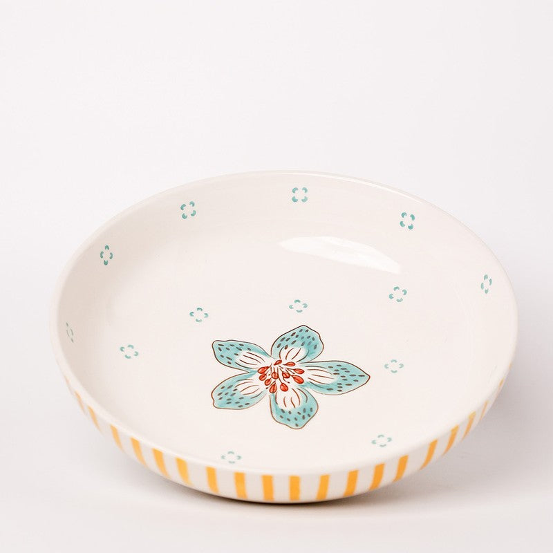Stripe & Stem Handpainted Ceramic Pasta Bowl media 5