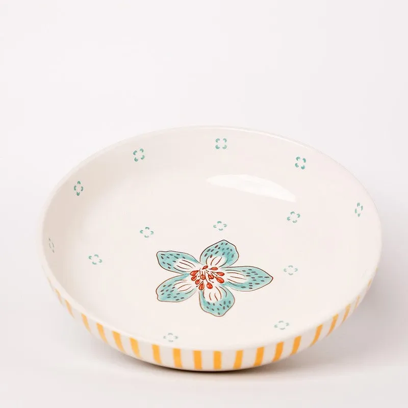 Stripe & Stem Handpainted Ceramic Pasta Bowl media 5