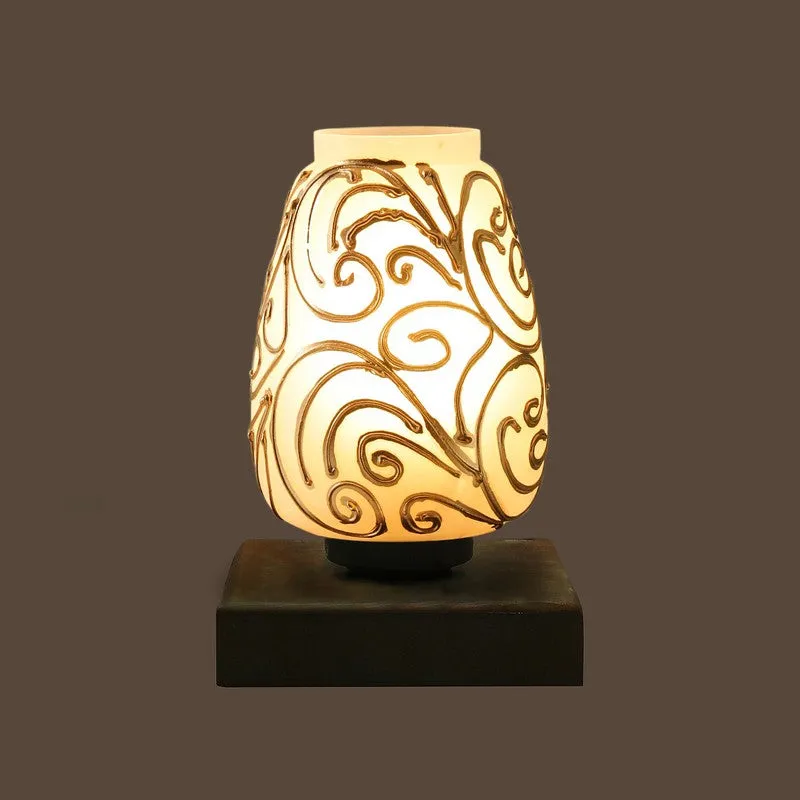 Prismato Glass Table Lamp With Wooden Base - White & Gold media 7