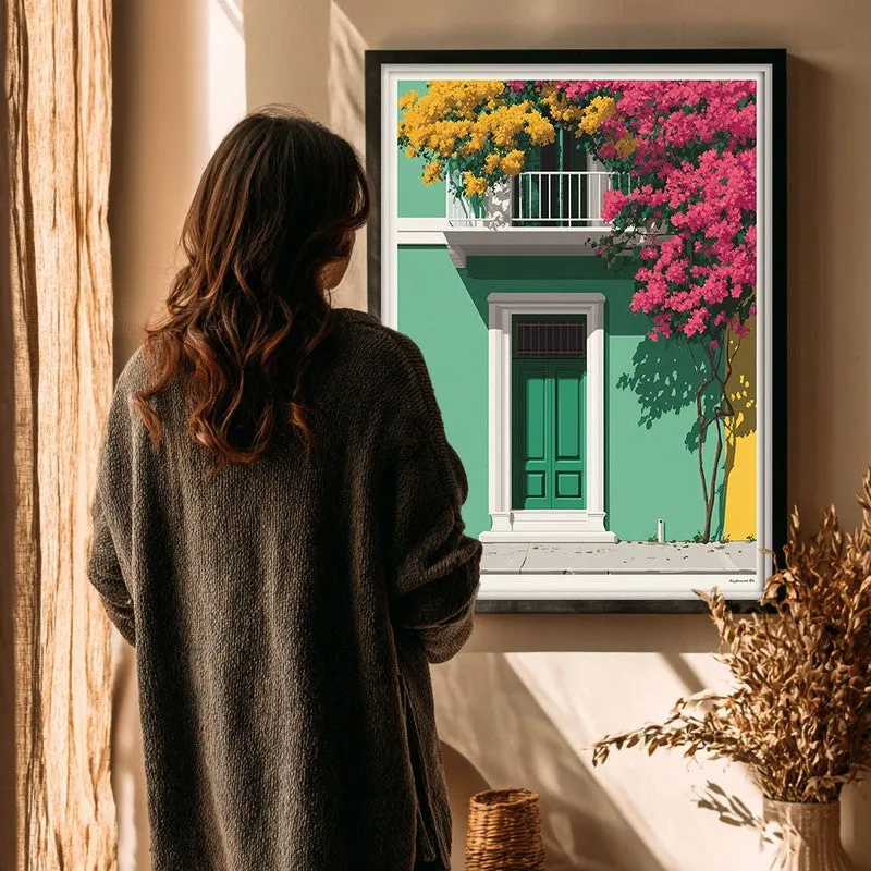 Petal Portico Canvas Wall Painting - Black Frame media 4