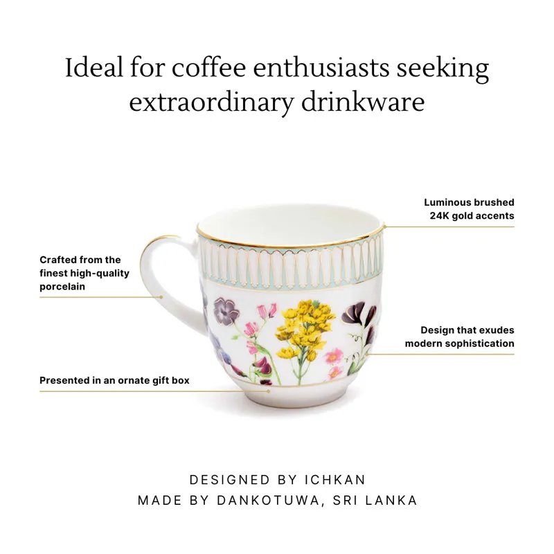 Basant 24k Gold Brushed Porcelain Coffee Mug (280 mL Each) - Set of Six media 6