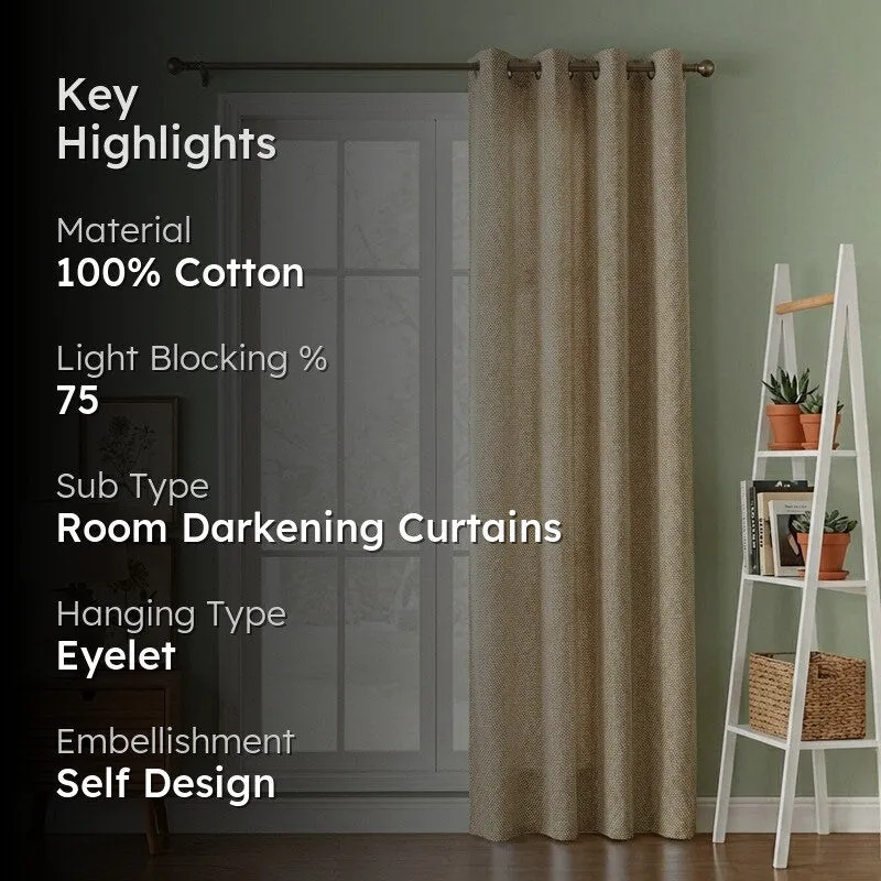 Form Ease Cotton Room Darkening Curtains - Beige media 2