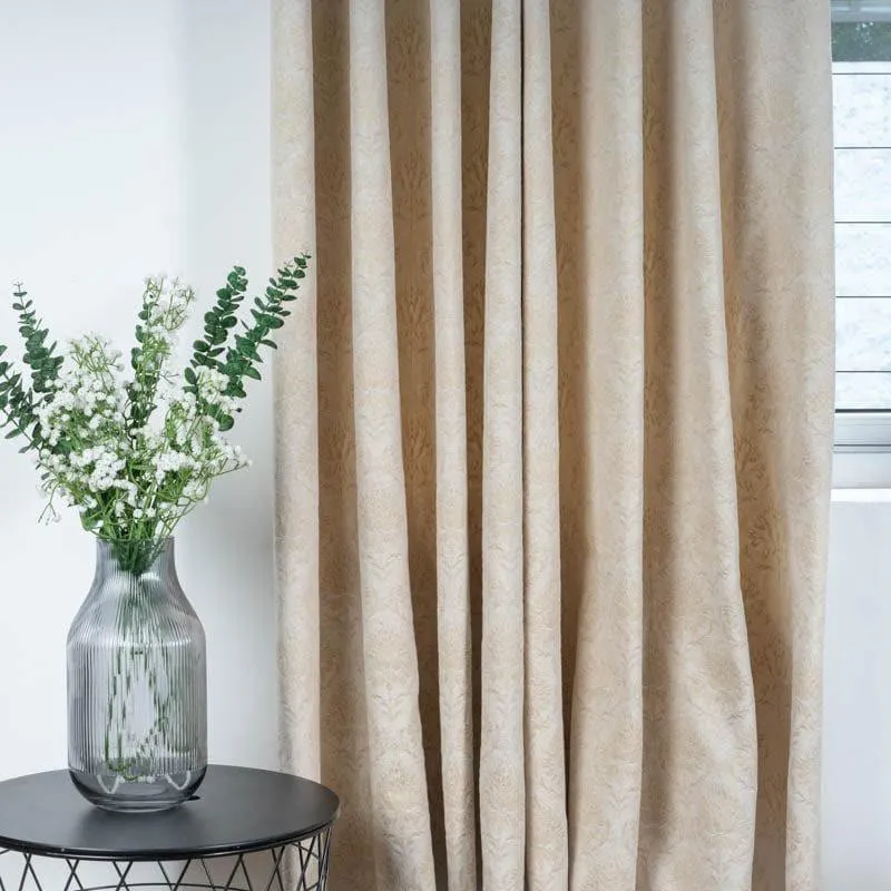 European Baroque Floral Single Curtain (Beige) media 4