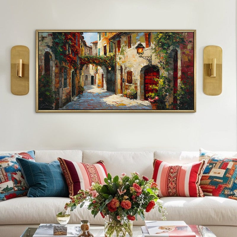 Brick Facade Canvas Wall Painting With Frame