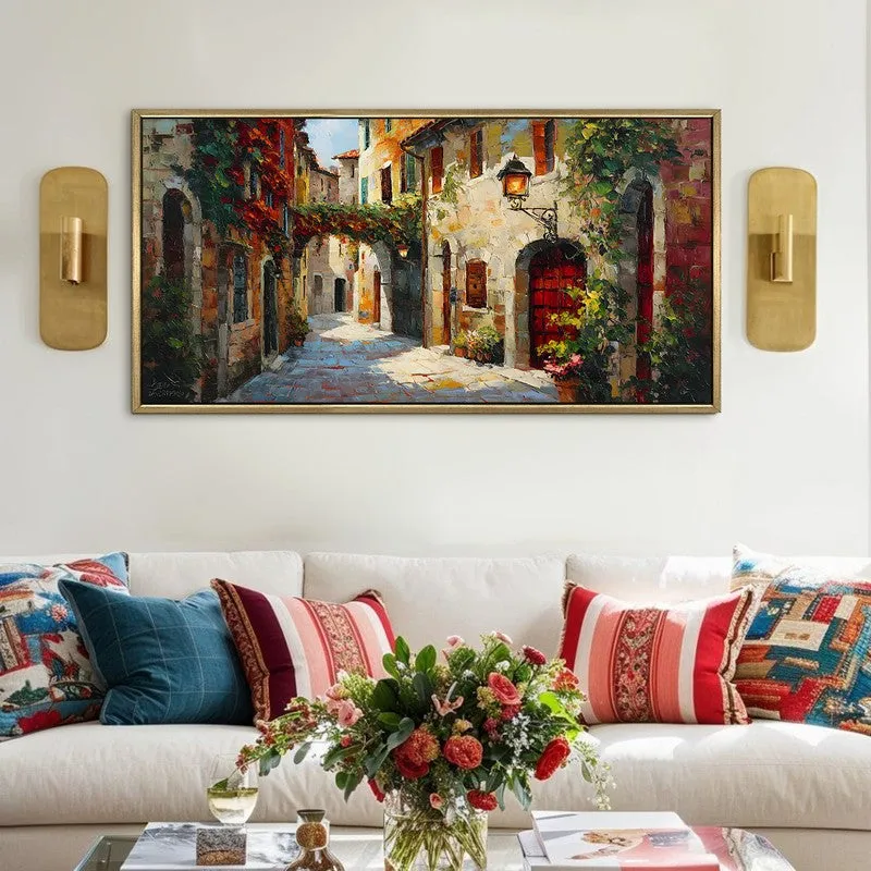 Brick Facade Canvas Wall Painting With Frame media 1